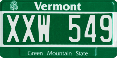VT license plate XXW549
