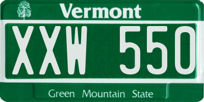 VT license plate XXW550