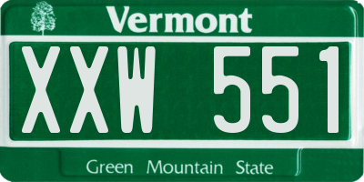 VT license plate XXW551