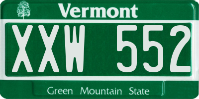 VT license plate XXW552