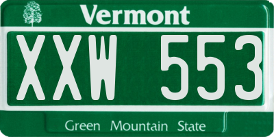 VT license plate XXW553