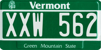 VT license plate XXW562