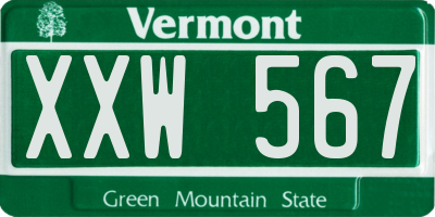 VT license plate XXW567