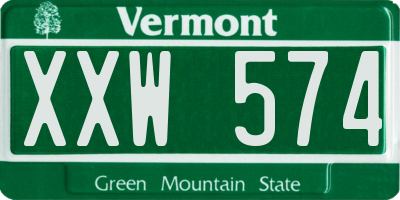 VT license plate XXW574