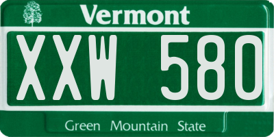 VT license plate XXW580