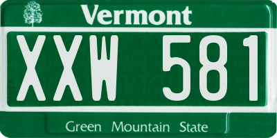 VT license plate XXW581