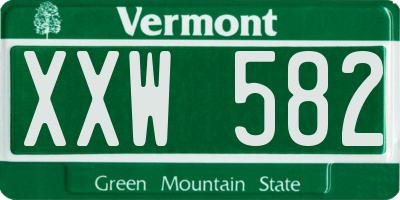 VT license plate XXW582