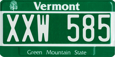VT license plate XXW585