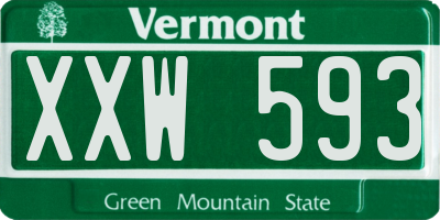 VT license plate XXW593