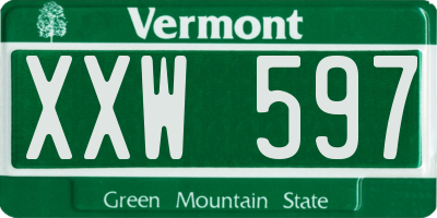 VT license plate XXW597