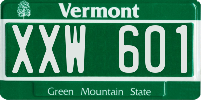 VT license plate XXW601