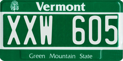 VT license plate XXW605