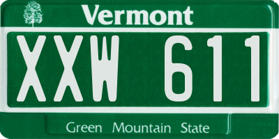 VT license plate XXW611