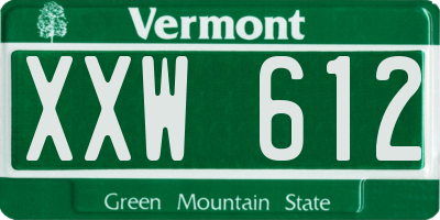 VT license plate XXW612