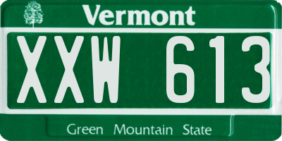 VT license plate XXW613