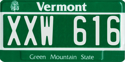VT license plate XXW616