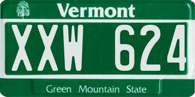 VT license plate XXW624