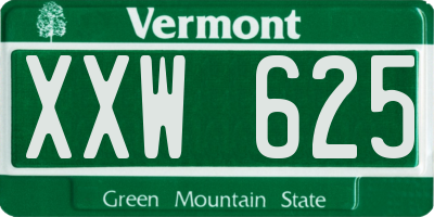 VT license plate XXW625