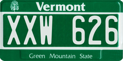 VT license plate XXW626