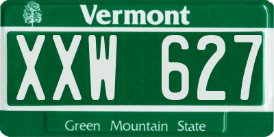VT license plate XXW627