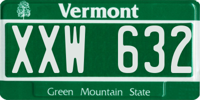 VT license plate XXW632
