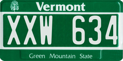 VT license plate XXW634