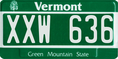 VT license plate XXW636
