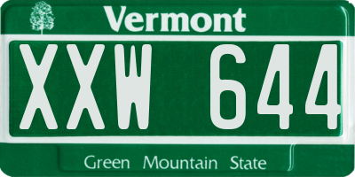 VT license plate XXW644