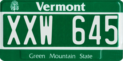 VT license plate XXW645