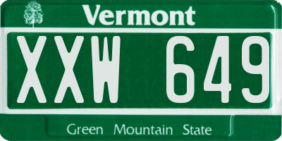 VT license plate XXW649