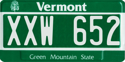 VT license plate XXW652