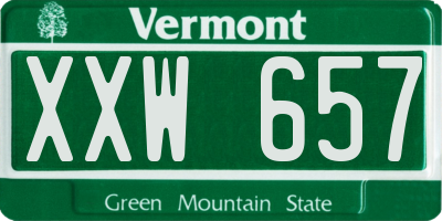 VT license plate XXW657