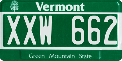 VT license plate XXW662