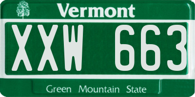VT license plate XXW663