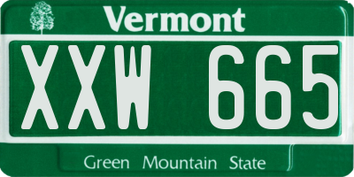 VT license plate XXW665