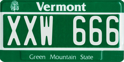 VT license plate XXW666