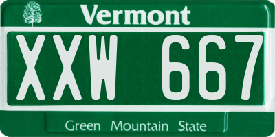 VT license plate XXW667