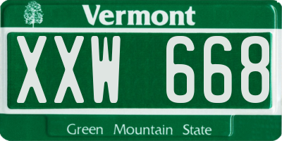 VT license plate XXW668