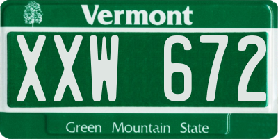 VT license plate XXW672