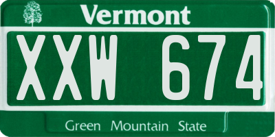 VT license plate XXW674