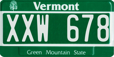 VT license plate XXW678