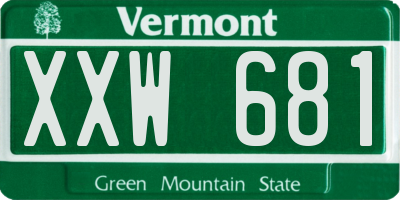 VT license plate XXW681
