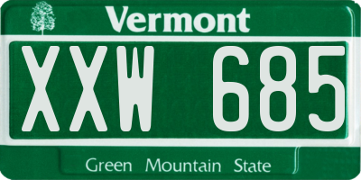 VT license plate XXW685