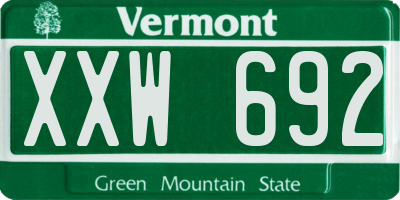 VT license plate XXW692