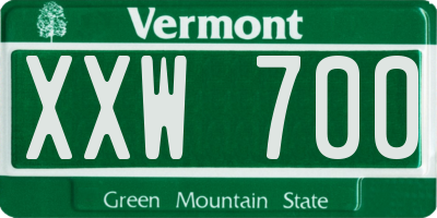 VT license plate XXW700