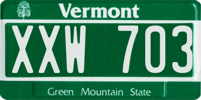 VT license plate XXW703