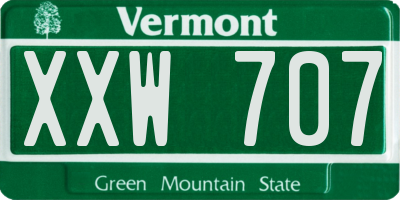 VT license plate XXW707