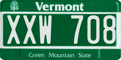 VT license plate XXW708