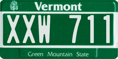 VT license plate XXW711