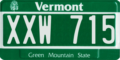 VT license plate XXW715